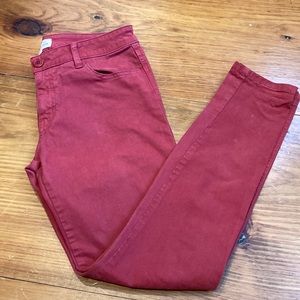 CLOTH & STONE 28 Red Skinny Jeans Brushed Cotton